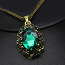 Conjunto Cristal Colar Brincos Pulseira e Anéis de Bronze Antigo